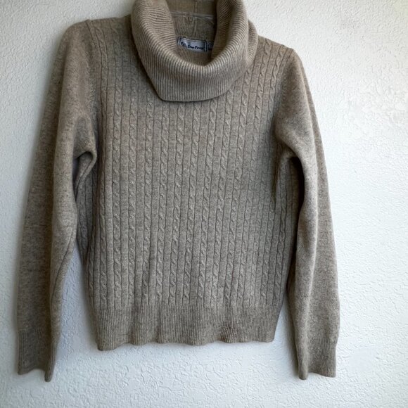 Vintage EVAN PICONE Wool Angora Blend Turtleneck Sweater Beige Size Large - Picture 2 of 7